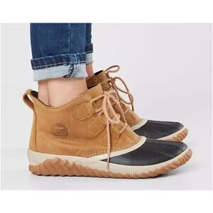 Sorel Out N About Waterproof Leather Boot Elk Tan Women’s 8.5 Snow Winter Shoes